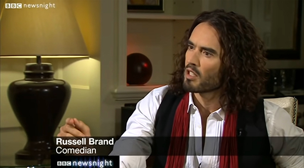 Russell Brand being interviewed by Jeremy Paxman in October 2013