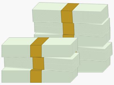 Piles of paper money