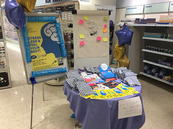 stem4 promoting mental health awareness in Boots, London