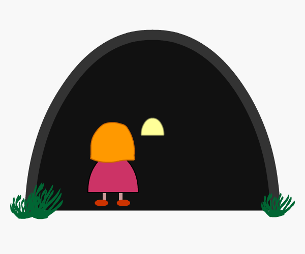 Person looking down a dark tunnel Person looking down a dark tunnel