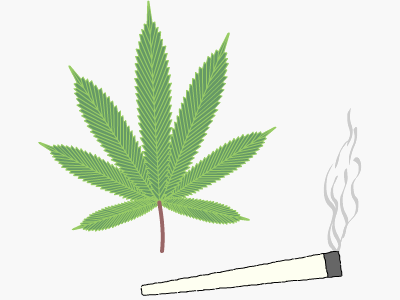 Cannabis leaf and joint Cannabis leaf and joint