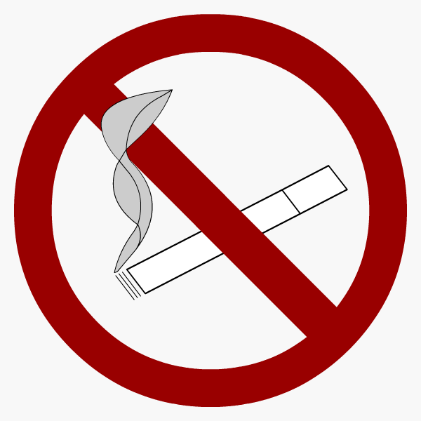 A cigarette behind a no entry sign