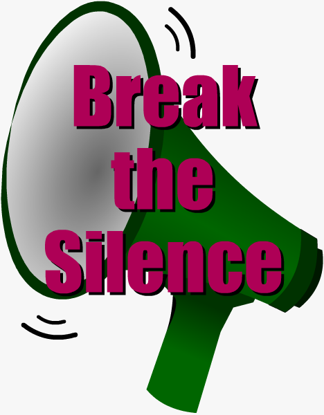 Megaphone with overlay text saying 'Break the Silence'